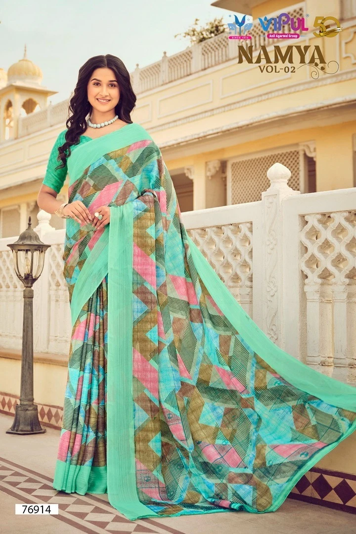 Vipul Namya Vol 2 Chiffon Wholesale Fancy Sarees Catalog — Wholesale Sarees, MPA wholesale from Surat — view 2